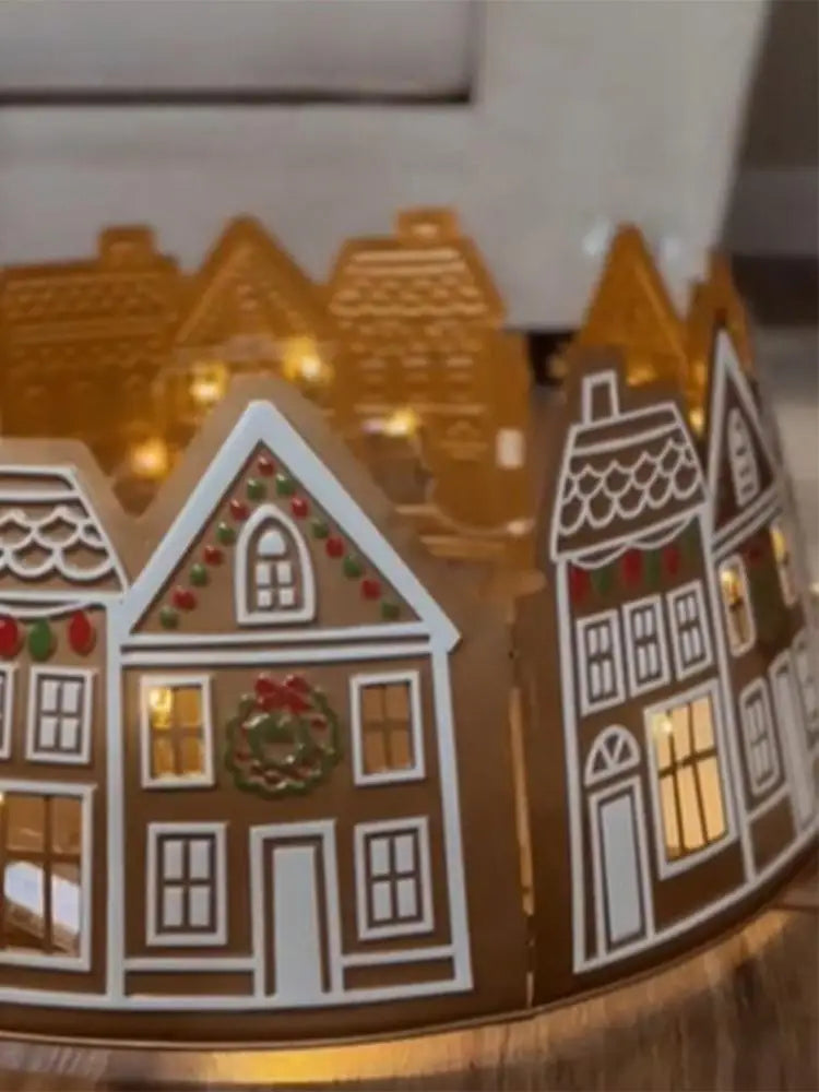 66/72cm Christmas Tree Collar Christmas Tree Top Decor Gingerbread House Skirt Collar Reusable Tree Ring Stand Winter Holiday