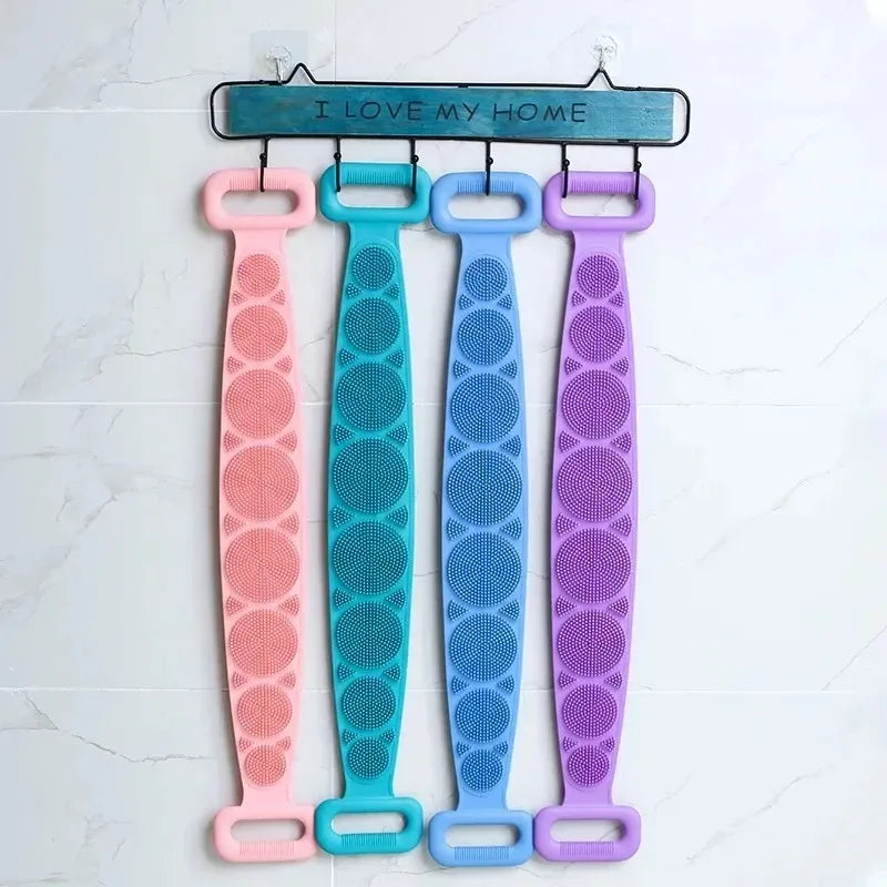 Body Sponge Silicone Back Brushes Bath Towels Scrubber Rubbing Back Peeling Massage Shower Belt Extended Skin Clean Brushes