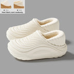 Warm Plush Waterproof EVA Indoor Slippers For Women Winter Soft Thick Bottom Non Slip Home Slippers Couple's Furry Slides