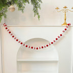 Christmas Felt Ball Garland Red＆White Candy Ball Pom Pom Garlands for Xmas Tree Festive Mantle Wall Fireplace Hanging Decor