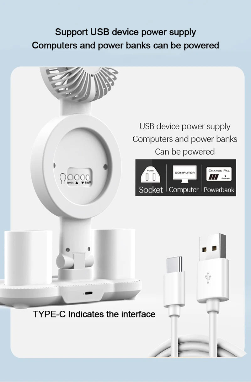 Rechargeable Led Table Lamp for Study Desk Lamp Reading Light Led Night Light with Fan Led Clock Dispaly Reading Desk Light