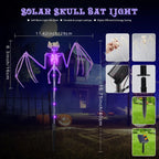 Halloween Solar Bat & Skeleton Garden Stake Lights – 2 Pack
