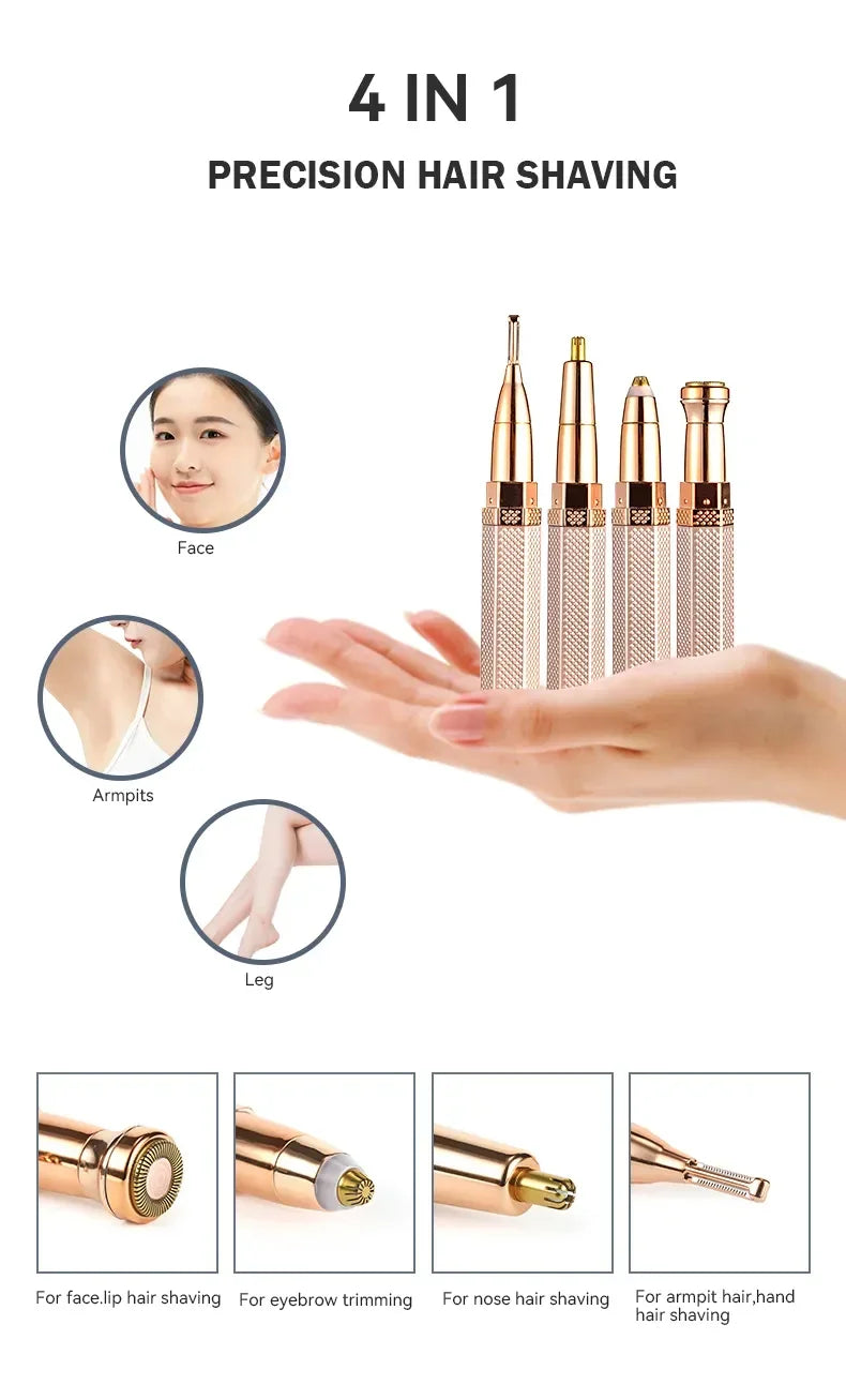 4-in-1 Rechargeable Women's Epilator & Facial Trimmer