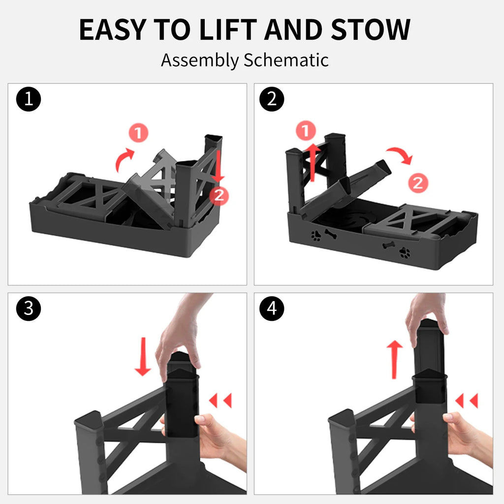 5 Adjustable Height for Different Needs 3 in 1 Pet Feeder Two Bowls One Lift Anti-upset High Neck Guard Slow Food Basin Pet Bowl