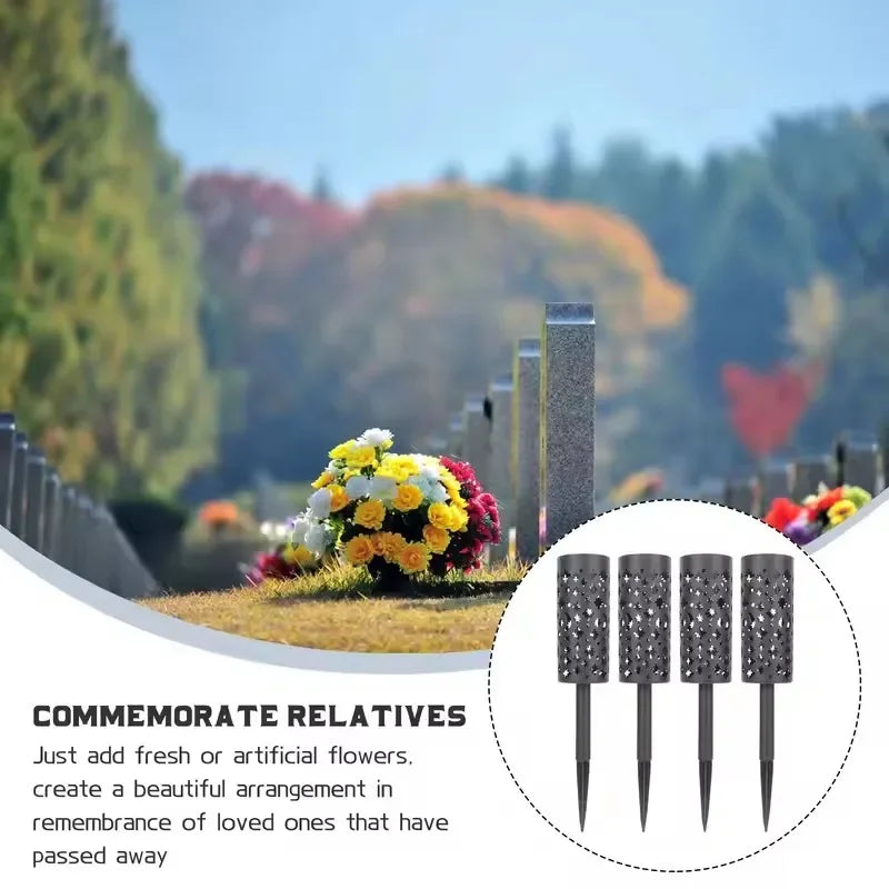 1/2/4PCS Cemetery Vase Plastic Cemetery Vase Decorations Gravestone Grave Yard Ground Outdoor Flower Marker Home Decorations