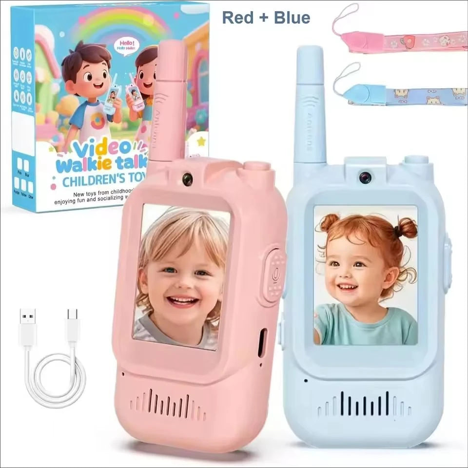 Video Walkie Talkies for Kids 2 Pack Rechargeable Toddler Toys for Indoor Camping Travel Birthday Gfits for Kids Ages 3-12