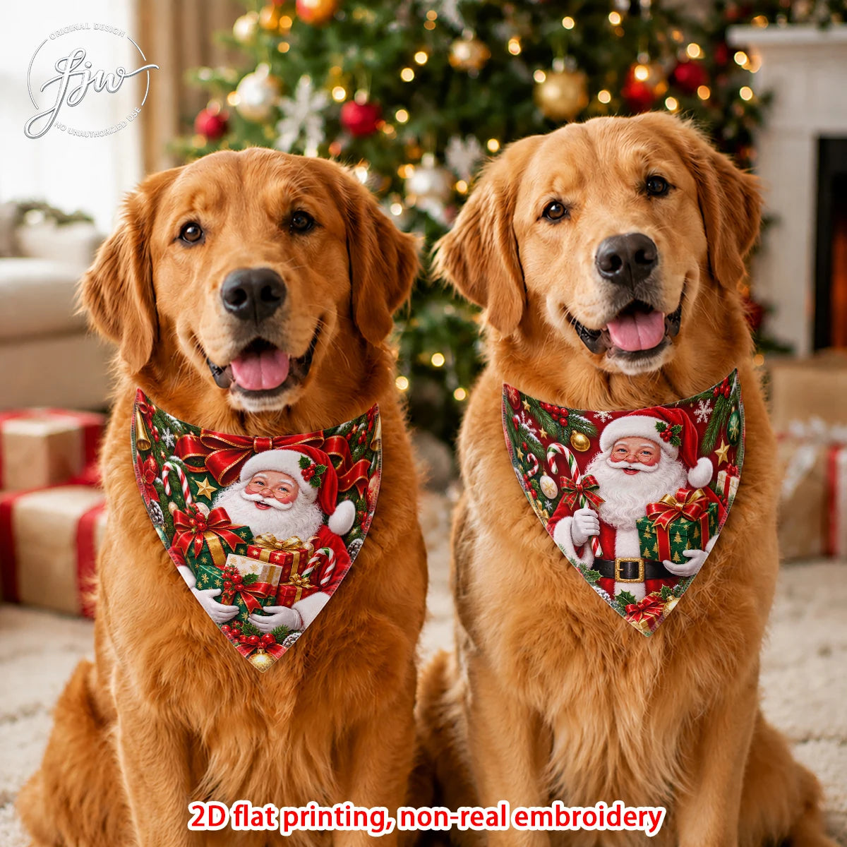 Christmas Dog Bandanas — 2 Pack, 60 × 30cm