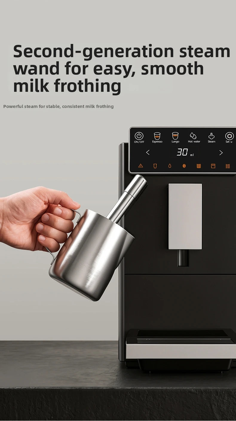 Automatic Espresso Machine with Smart Color Screen, Built-in Grinder & Steam Wand, 20Bar Pressure Coffee Maker for Home, Cappucc