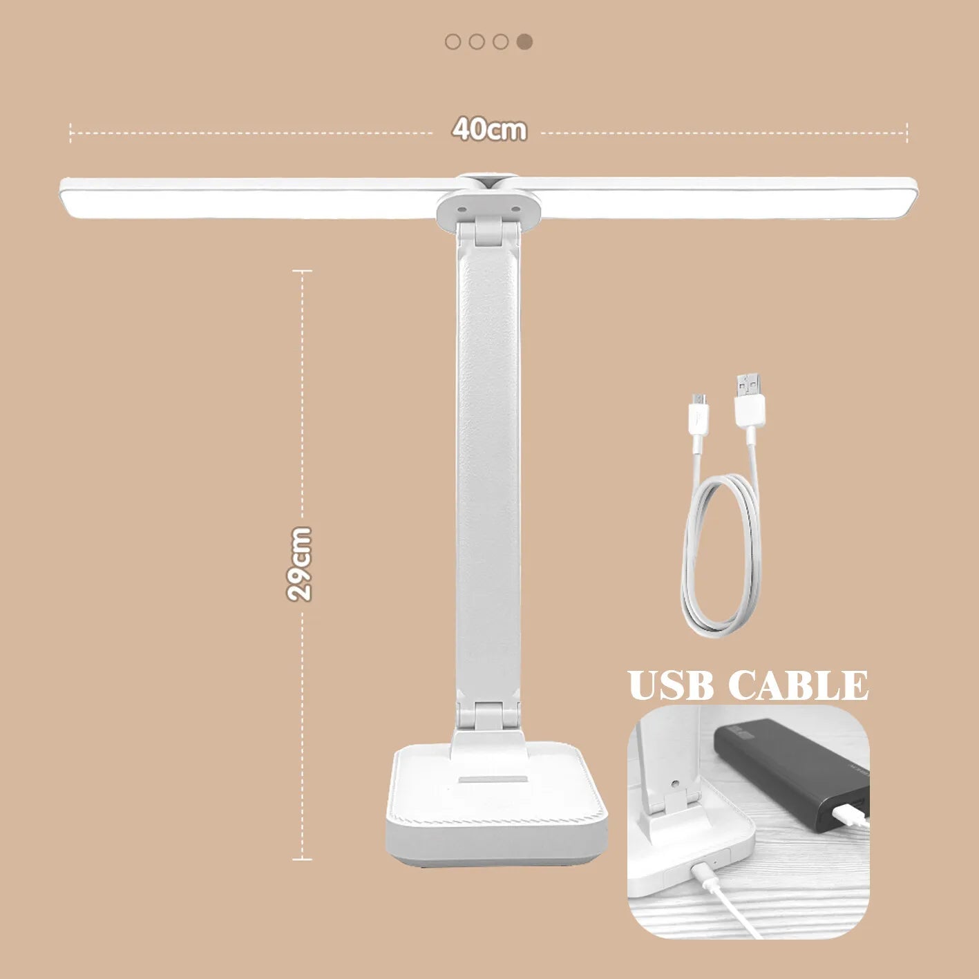 USB Desk Lamp 3 Levels Dimmable Touch Night Light USB Rechargeable Eye Protection Foldable