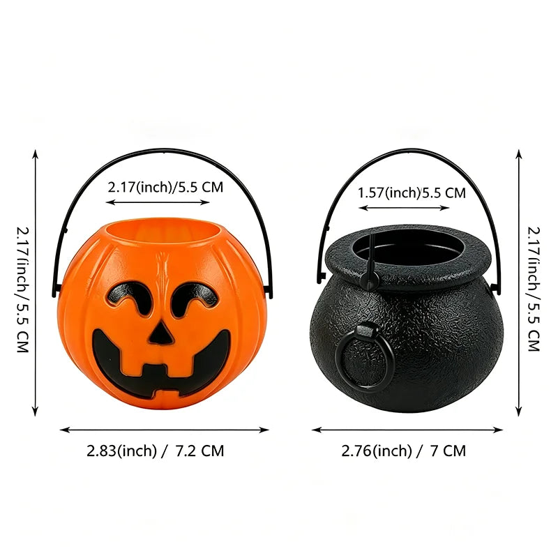 Halloween Witch Cauldron Decoration,Mini Black Plastic Witches Cauldron,Pumpkin Treat Bucket,Candy Basket,Trick Or Treat