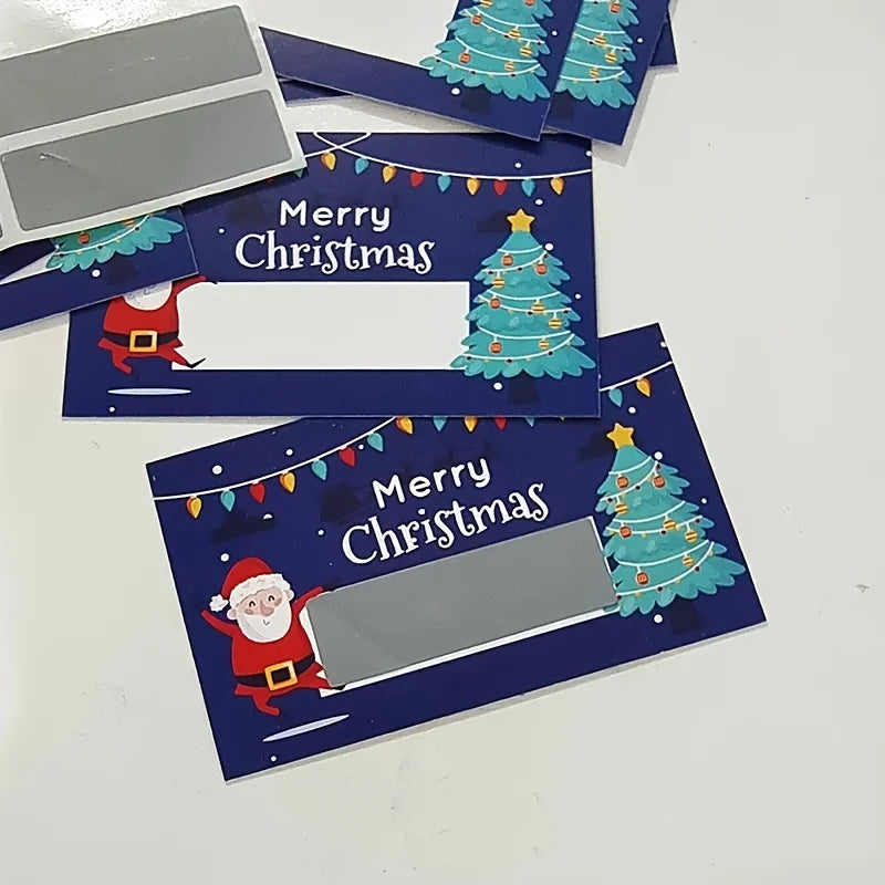 Christmas Scratch Cards with Santa, Merry Christmas Designs-Self-Scratchable Holiday reward tickets,Customizable DIY Gift Tags