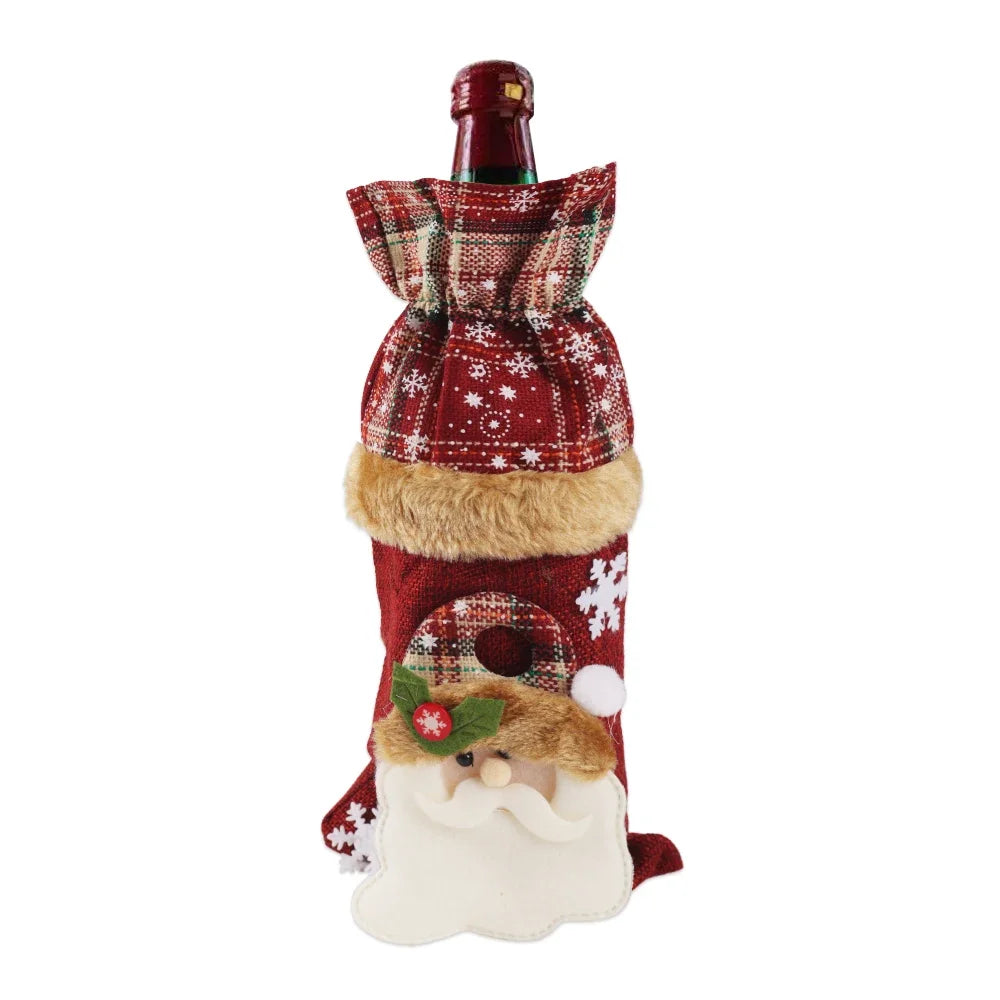 Christmas Wine Bottle Covers — Santa & Snowman Designs