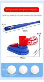 Baseball Launcher Toy, 2-in-1 Foot-Operated/Manual Press Ball Pitching Machine Indoor and Outdoor Interactive Sports Game for Kids, Kinde