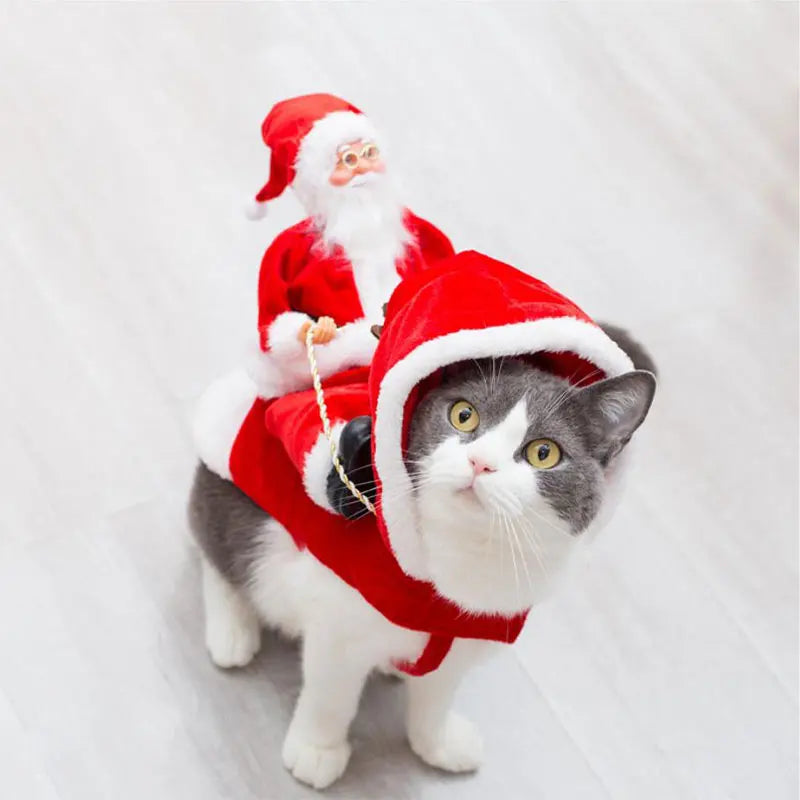 Pet Dog Christmas Santa Claus Riding Dog Costume Christmas Clothes Claus Rider Outfit With Hat Riding Deer Costume Pet Supplies