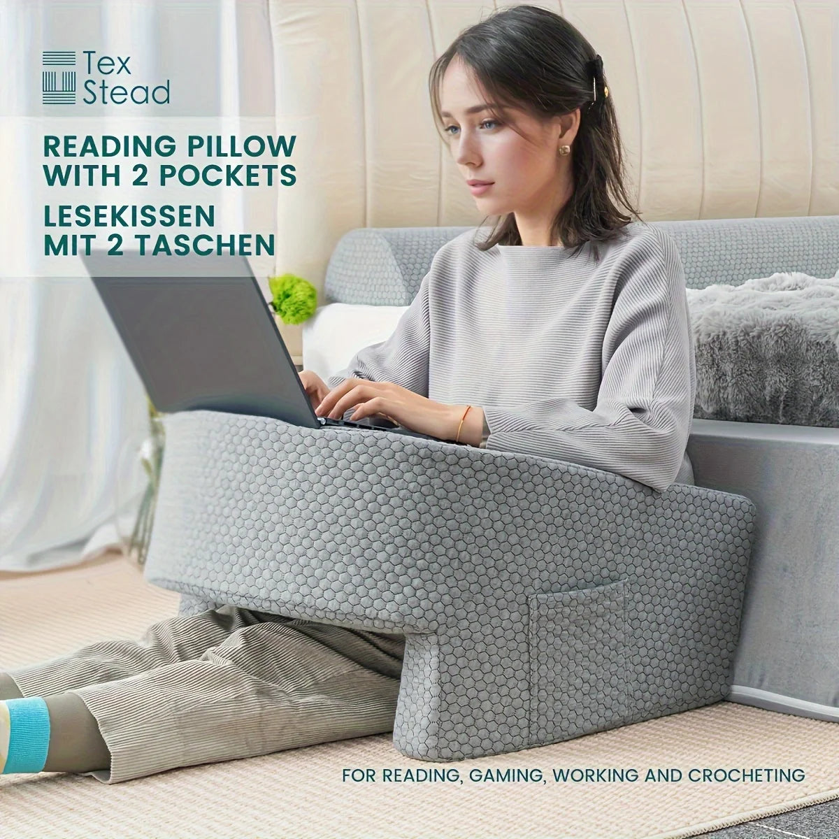 Extra-Large Memory Foam Reading Pillow with Armrests