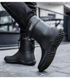 Men Rain Boots Fashion Mid-calf Rubber Boot Outdoor Waterproof Garden Work Shoe Non Slip Fishing Rubber Galoshes Men Rubberboots