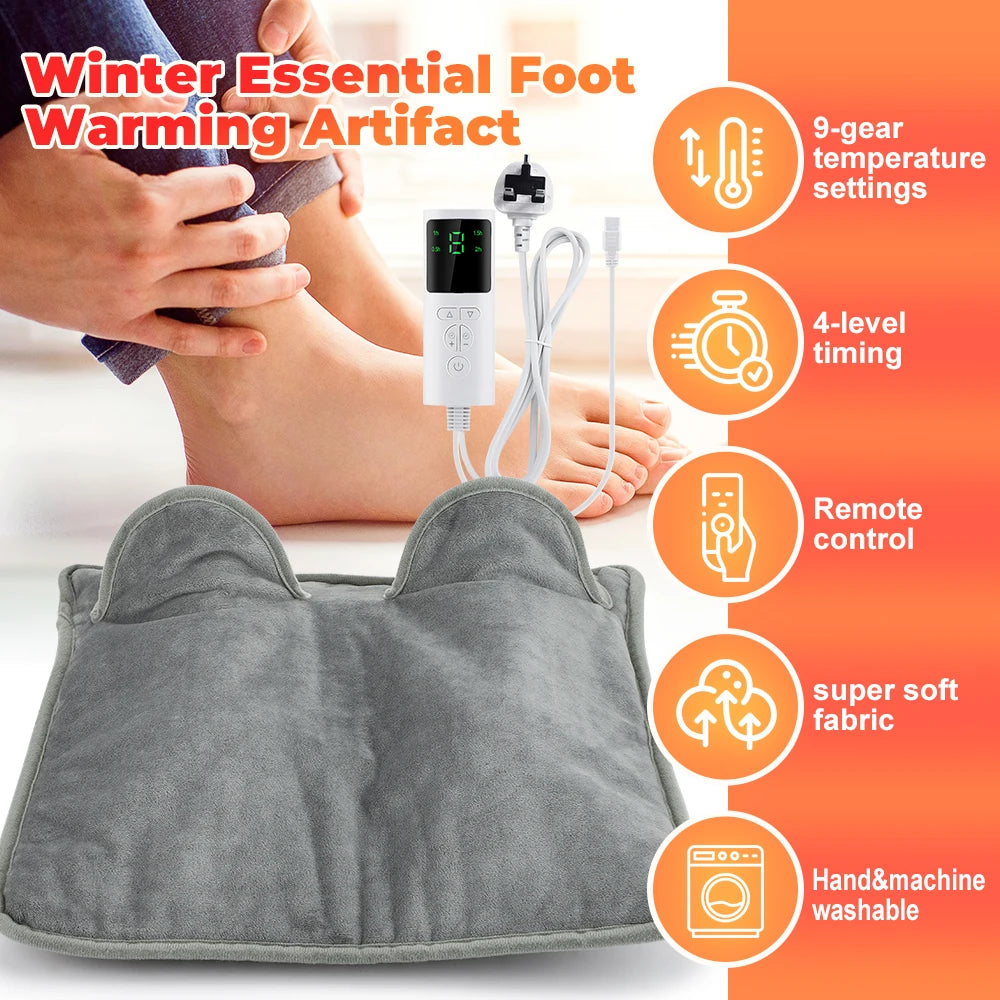 Washable Electric Heating Foot Pad Feet Warmer Household Soft Plush Thermal Heating Blanket Foot Warming Mat Home Office Bedroom