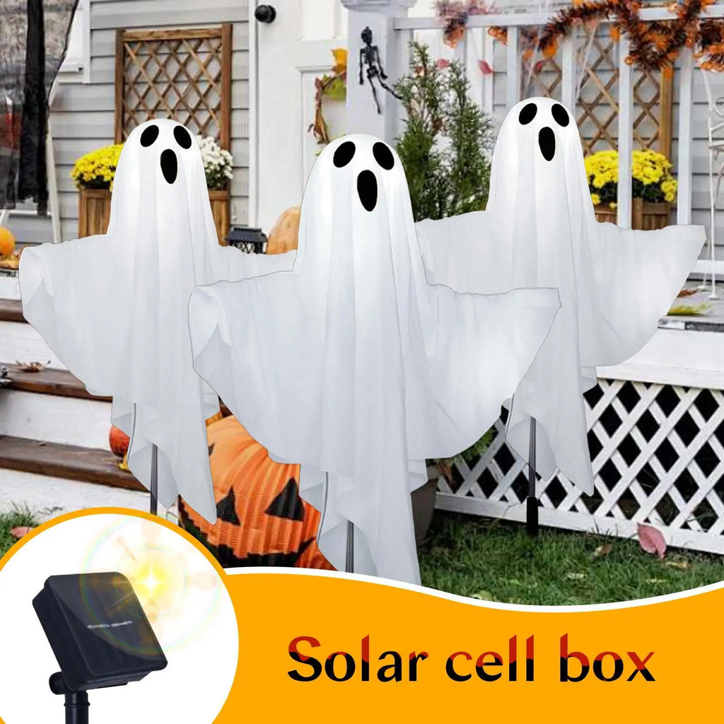 Solar Ghost Lights Solar Halloween Pathway Lights Outdoor Decorations Spooky Garden Outside Decor for Fence Yard Patio Walkway