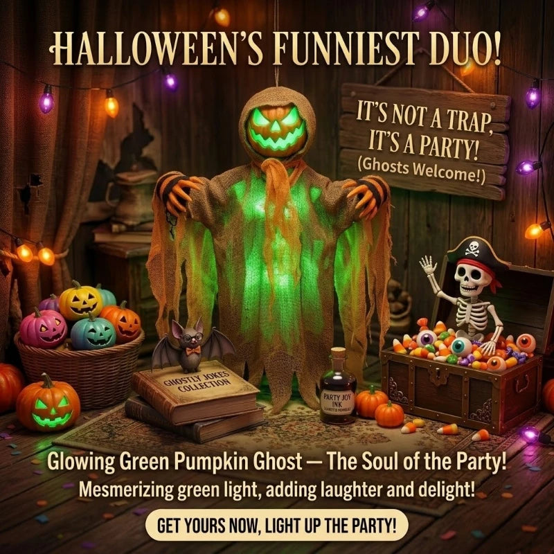 Halloween Decoration Luminous Demon Pumpkin Scarecrow Hanging Ornaments Turned Head Pumpkin Halloween Horror Home Decor Yard