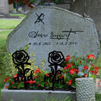 Rose Shaped Memorial Garden Stake, Grave Marker, Sympathy Yard Decor, Tinplate Iron, 8x8 Inch