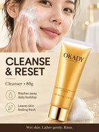 OKADY 10-Piece Peptide Skincare Set for Women, Hydrating & Moisturizing Face Care Kit with Cleanser, Toner, Serum x3, Lotion, Eye Cream, Face Creams and Eye Mask, Daily Skin Care Routine in a Gold Gift Box, Birthday, Christma