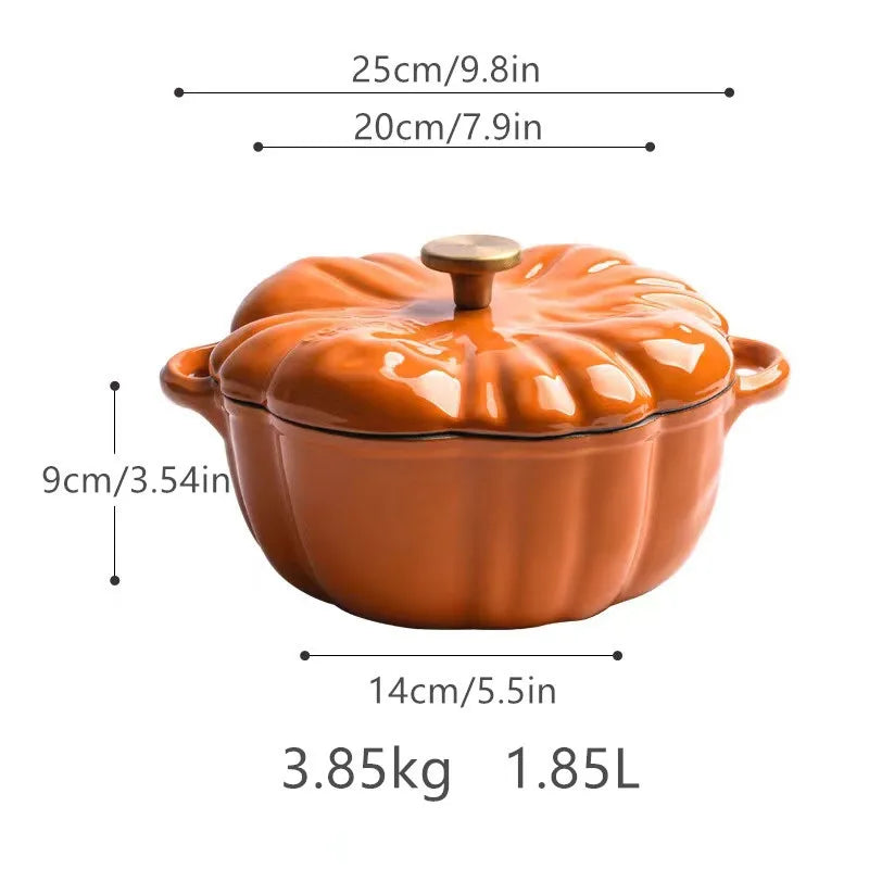Enamel Coated Cookware Pumpkin Enameled Cast Iron Cooking Pot NonStick Enamel Pot Casserole Dish  for All Heat Source