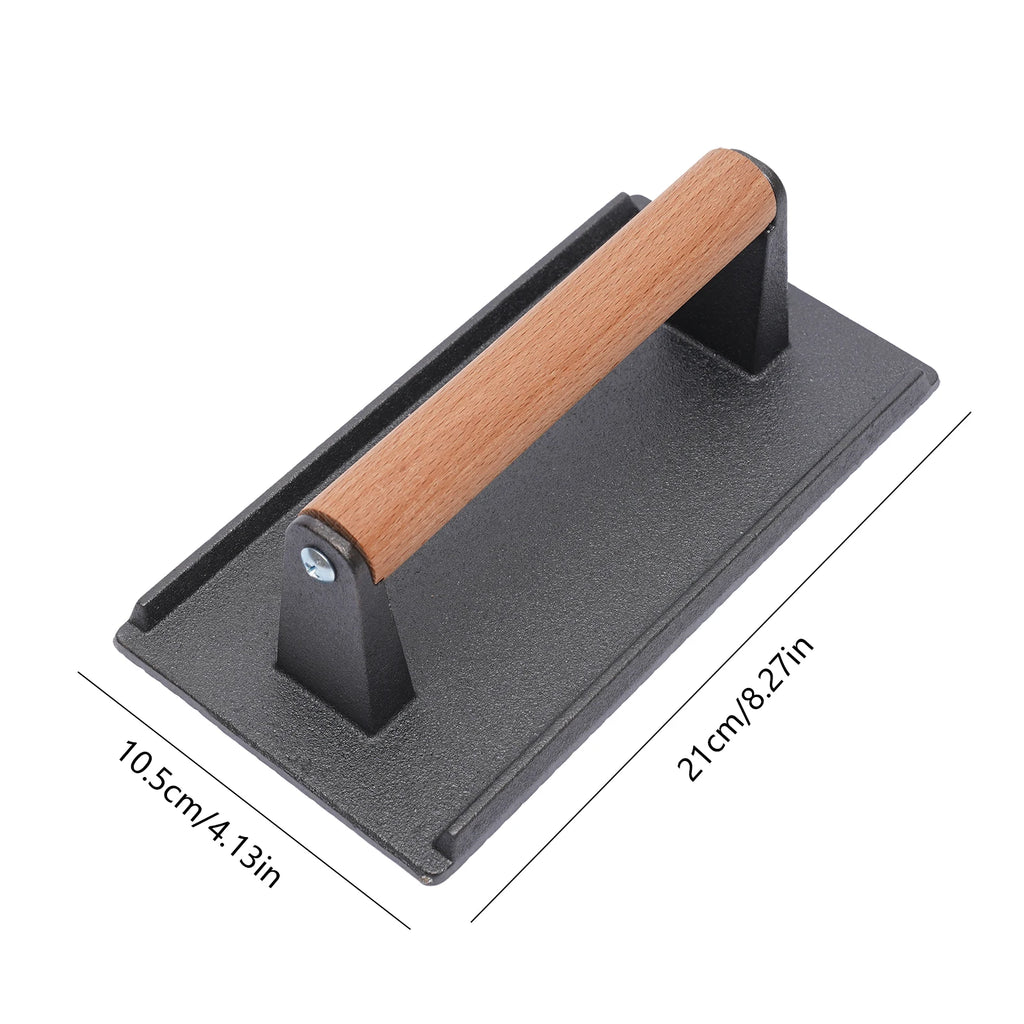 Meat Press with Wooden Handle Heavy Duty Grill Press Non-stick