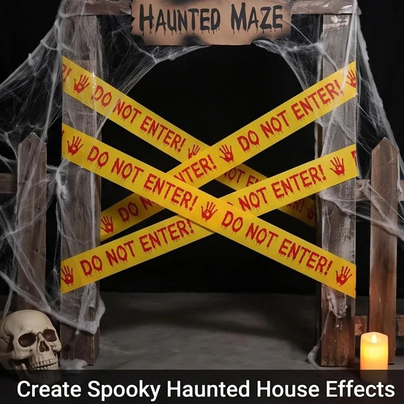 Warning Tapes Halloween Decoration Do Not Enter Roll for Door Windows Yards