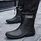 Men Rain Boots Fashion Mid-calf Rubber Boot Outdoor Waterproof Garden Work Shoe Non Slip Fishing Rubber Galoshes Men Rubberboots