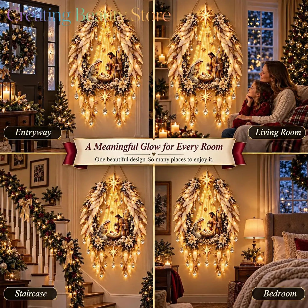 Heavenly Angel Wings Nativity Light – Lighted Nativity Wall Decor