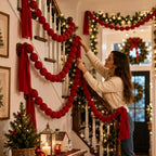 Christmas Hanging Ball Garland Red Cloth Ball String DIY Xmas Tree Window Hanging Decor Smooth Soft Fabric Balls Party Supply