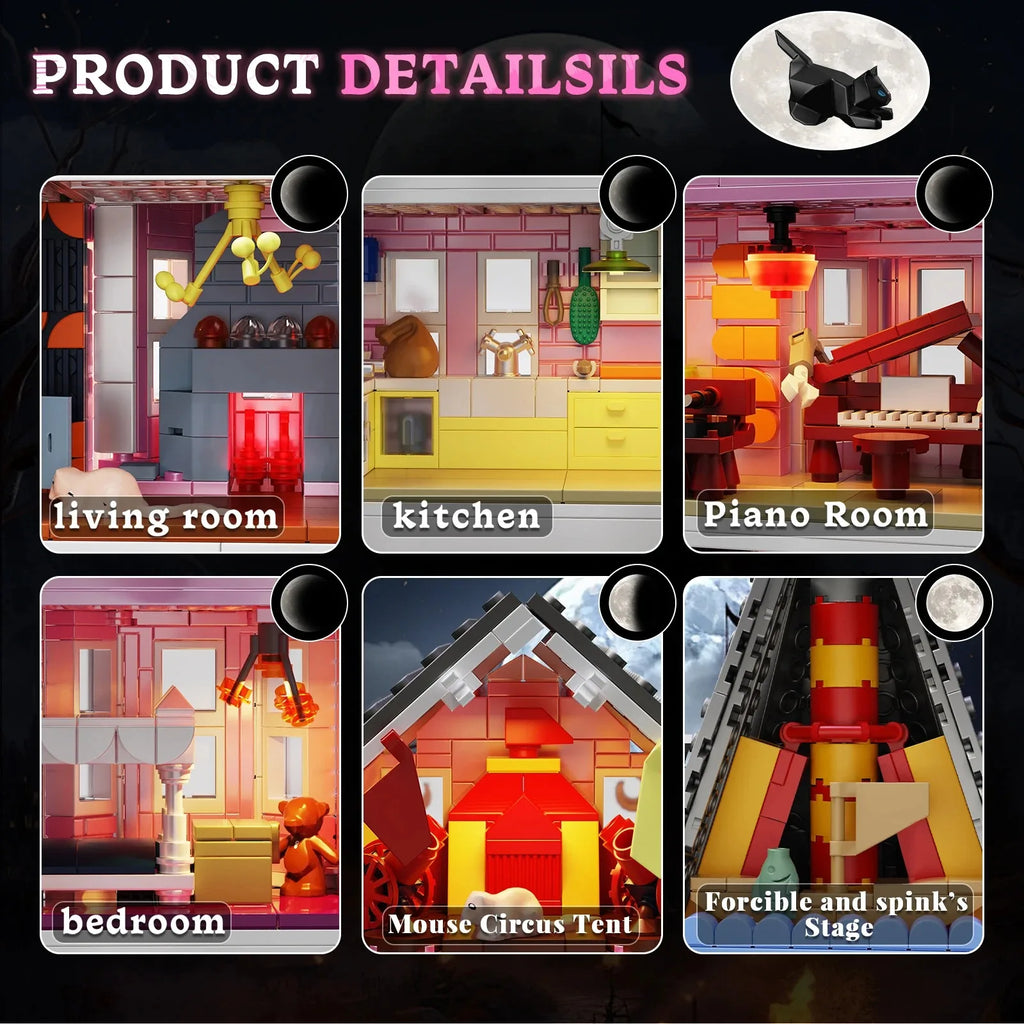 Coralines Building Block Set Pink Palace Model Apartment Ideas Movie Architecture Toy for Boys and Girls Halloween Gift 1349 Pcs