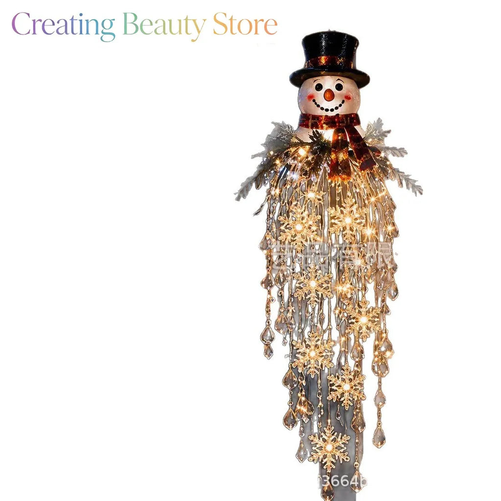 Glow Hanging Ornament Christmas Snowman Elk Ice Crystal Light Hanging Decoration