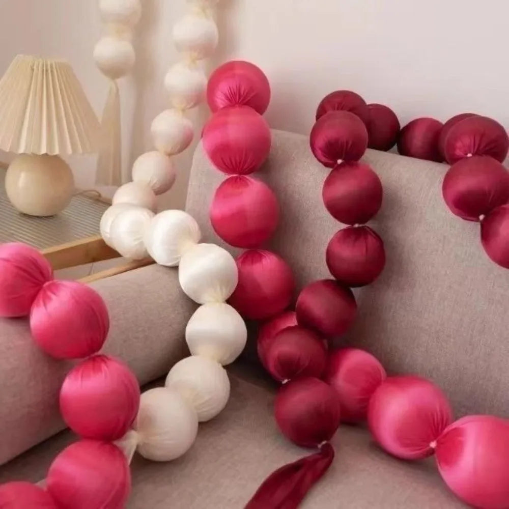 Foam Ball Garland Wedding Cloth Ball String Handmade Ornament Smooth Decoration Wedding Room Decoration