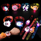 10/20/30PCS Glowing Halloween Pumpkin Ghost Bracelet Rings Night Decor Halloween Party Favor Festival Carnival Gifts Bag Fillers